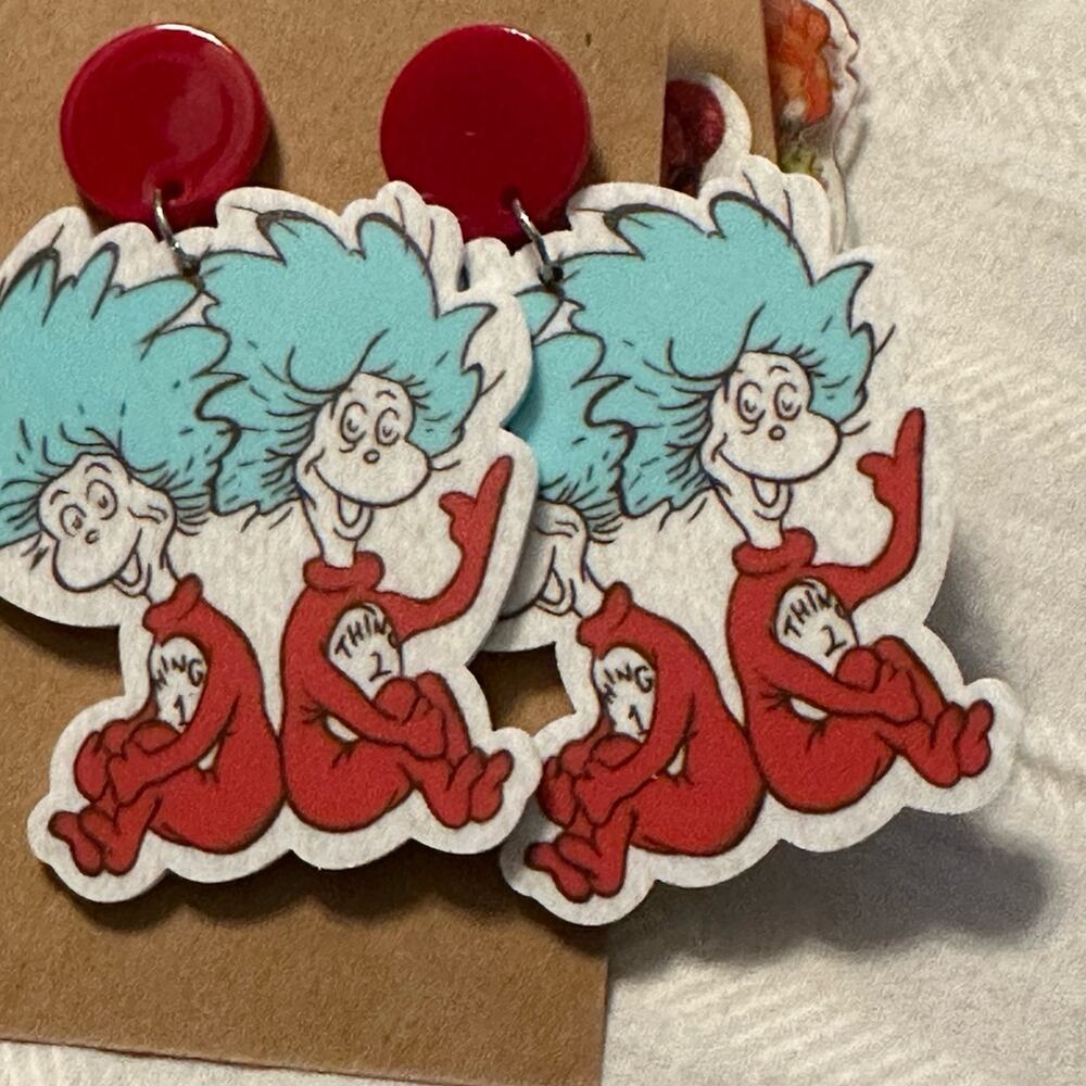 Dr Seuss Thing 1 & Thing‎ 2 earrings